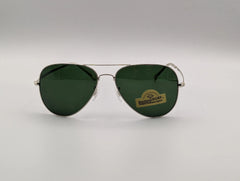 Classic Green Aviator Sunglasses with Silver Metal Frame