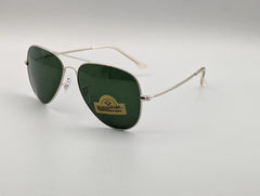 Classic Green Aviator Sunglasses with Silver Metal Frame