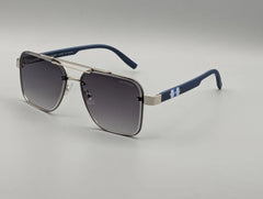 Modern Aviator Sunglasses with Gradient Smoke Lenses & Blue Temples