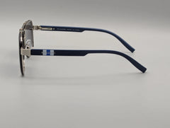 Modern Aviator Sunglasses with Gradient Smoke Lenses & Blue Temples