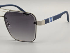 Modern Aviator Sunglasses with Gradient Smoke Lenses & Blue Temples