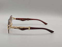 Luxury Brown Gradient Rimless Sunglasses – Gold-Tone Statement Eyewear